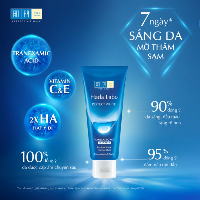Sữa rửa mặt dưỡng trắng Hada Labo Perfect White Tranexamic Acid Cleanser 15g