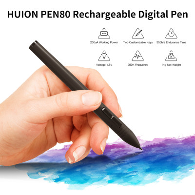 Bút kỹ thuật số Huion PEN80 có thể sạc, lập trình cho đồ họa 1060PLUS