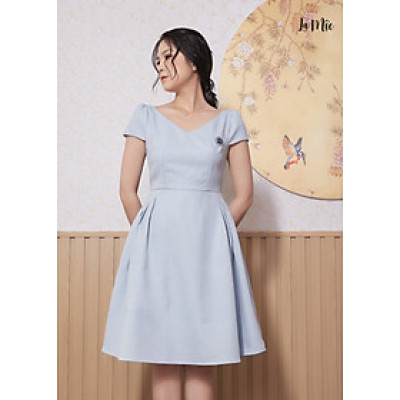 Đầm Công Sở Lụa Crep Dáng Xòe Xếp Ly Nhẹ Maxivic, La Mộc - LM012225