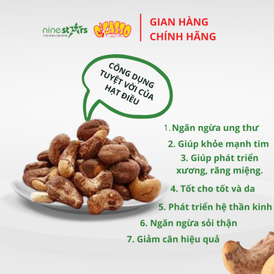 500G Hạt Điều Rang Muối Vỏ Lụa Loại Cồ O