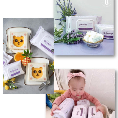 Combo 16 Gói Khăn Ướt Bebesup Light 20 Tờ/Gói Thương Hiệu Bebesup