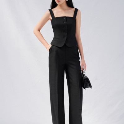 Áo 2 dây dáng ôm cài cúc trước Sadie thiết kế cao cấp WHITE CHIC