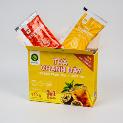 [TẶNG TOPPING] Trà Chanh Dây hòa tan Sunbeleaf, có chanh dây thật, trà hoa quả tươi ngon, thanh mát, hộp 10 gói