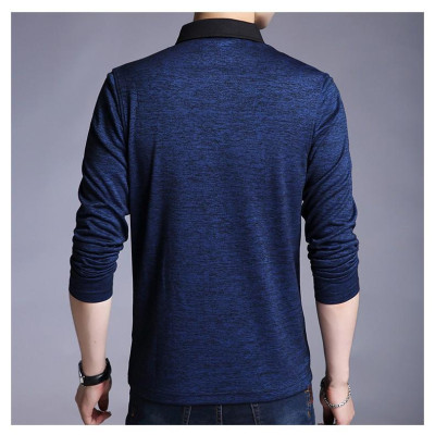 ÁO THUN NAM DÀI TAY CỔ SƠ MI PHONG CÁCH HÀN QUỐC ATD01-XÁM ĐEN