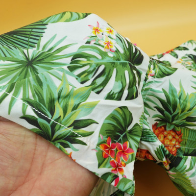 Quần short Nam vải phi lụa đi biển, mặc nhà in hoa lá - A110