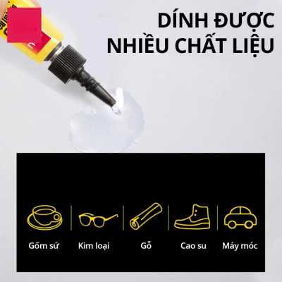 Set 3 tuýp keo 502 siêu dính cố định cực mạnh trong suốt khô nhanh Keo dán giày, nhựa, gỗ, sắt, gốm sứ - Keo dán đa năng chuyên dụng tiện lợi