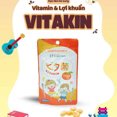 Kẹo Dẻo Vị Cam Bổ Sung Vitamin và Lợi Khuẩn Genki Fami Nhật Bản