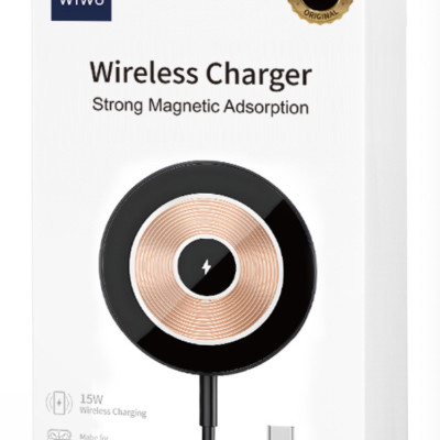 SẠC KHÔNG DÂY TỪ TÍNH 15W WIWU WI-W007 tương thích với tất cả các điện thoại hỗ trợ sạc không dây, thiết kế nhẹ, nhỏ gọn - Hàng chính hãng