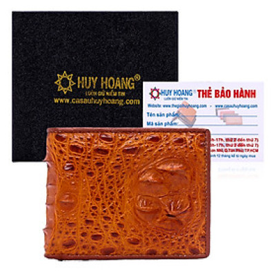 HJ2206 - Bóp nam Huy Hoàng da cá sấu nguyên con màu vàng