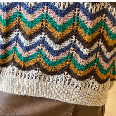 Áo len nữ form rộng hoạ tiết phối màu xinh mẫu mới thu đông HB09