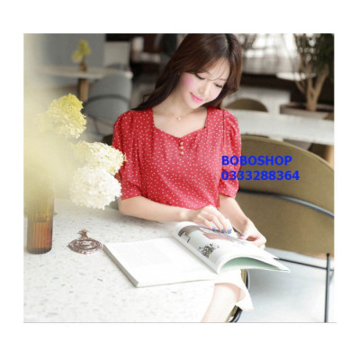 ÁO CHẤM BI BA NÚT 