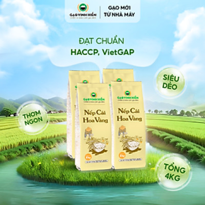 [TIẾT KIỆM] Combo 4 túi Nếp Cái Hoa Vàng Vinh Hiển - Tiết kiệm, siêu dẻo, thơm nhiều