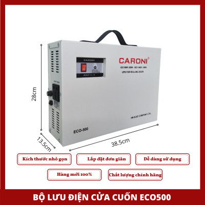 Bộ lưu điện cửa cuốn Caroni ECO500, Dùng cho motor 300kg-500kg, mới 100%, Bảo hành 12 tháng