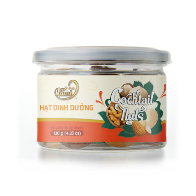 Mix 4 Hạt Dinh Dưỡng Nhập Khẩu(Nhân Óc Chó Mỹ + Hạnh Nhân Mỹ + Macca Úc + Hạt Điều A+ ) - Hũ Nắp Nhôm 120g - Hạt Dinh Dưỡng Cao Cấp FAMINUTS