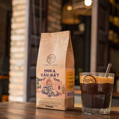 Cà Phê Moka Cầu Đất Rang Xay Nguyên Chất - Dạng Bột - 90S Coffee Vietnam - 100% Cà Phê Sạch Cao Cấp