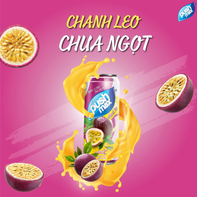 Thùng 24 Lon Nước Trái Cây Pushmax Chanh Leo (320ml x 24 Lon)
