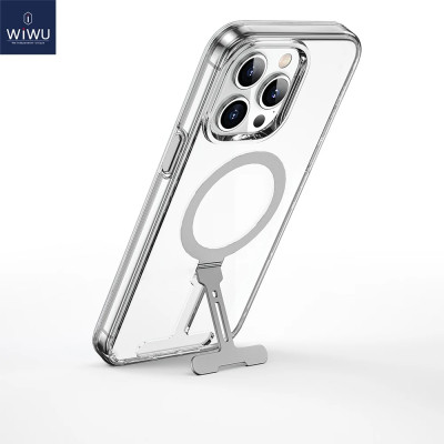 Ốp lưng sạc từ tính tích hợp kệ đỡ ẩn cho iPhone 15 Pro / 15 Pro Max / 15 Plus hiệu WIWU Stand chống sốc, chống va đập bảo vệ camera - Hàng nhập khẩu