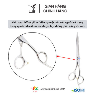 Kéo cắt tóc LS lưỡi thẳng quai offset vênh đỡ ngón cố định FA53/6.25