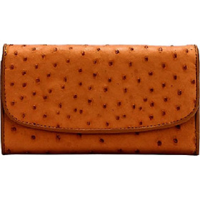 Ví Nữ Da Đà Điểu 3 Gấp Huy Hoàng HT3409 (19 x 10.5 cm) - Vàng Bò