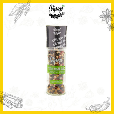 Tiêu Ngũ Sắc Hạt Tự Nhiên Cối Xay Vipep Hũ Thủy Tinh 45g