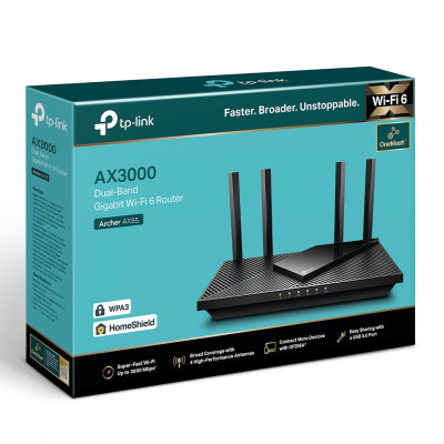Router Phát Sóng WIFI 6 TP-Link Archer AX55 | Băng tần kép AX3000 2.4 & 5.0 GHz | Phủ sóng rộng , EasyMesh | Bảo hành 2 năm | Hàng Chính Hãng
