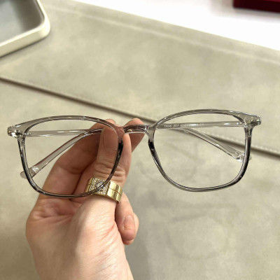 Kính gọng nhựa dẻo Hàn Quốc siêu bền, nhẹ dáng vuông màu thạch xám