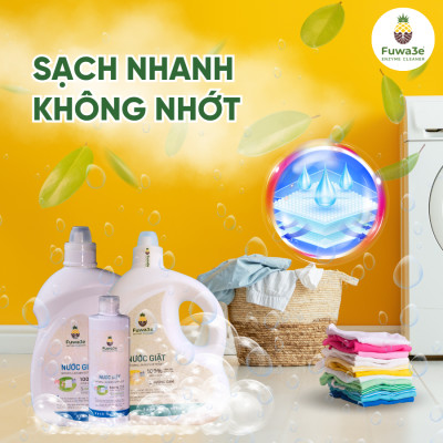[Can 10L] Nước giặt xả hữu cơ enzyme sinh học dứa Fuwa3e 10L - giạt đồ nhỏ, đò trẻ em