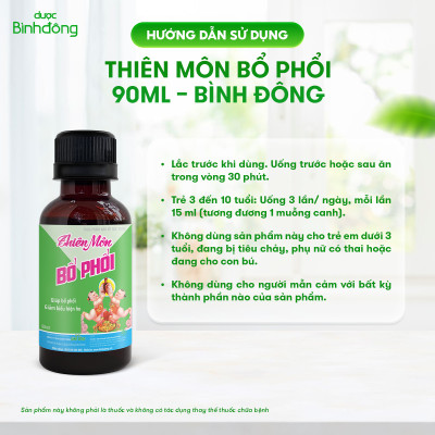 Combo 3 chai Thiên Môn Bổ Phổi Dược Bình Đông Chai 90ml dành cho Trẻ em – Giảm ho, Bổ phổi