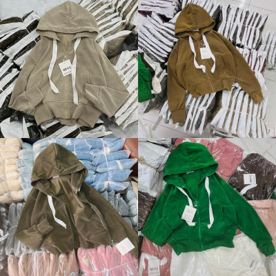 Áo khoát nữ nhung nhung gân trơn 4 túi nhiều màu hàng đẹp dễ thương-A2054