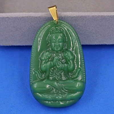 Mặt dây chuyền Như Lai Đại Nhật thạch anh xanh 5cm