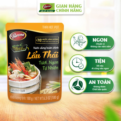 Combo 1 Nước Dùng Hoàn Chỉnh BARONA - Lẩu Thái 180g và 1 Nước Mắm Cao Cấp VỊ XƯA 40N 50ml