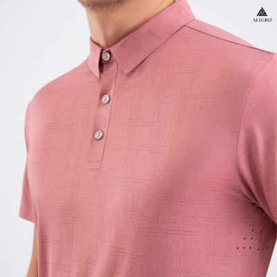 Áo polo golf nam ngắn tay ALIGRO chất vải coolmax dệt line phẩy màu vỏ đỗ năng động ALGPLO123