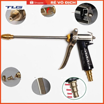 Bộ dây vòi xịt nước rửa xe, tưới cây . tăng áp 3 lần, loại 15m 206318 đầu đồng, cút, nối đen