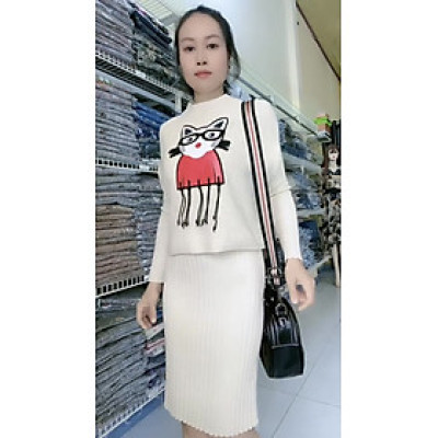 Set áo croptop và đầm ôm body myqlothing dày mềm mịn ôm form chuẩn dáng.