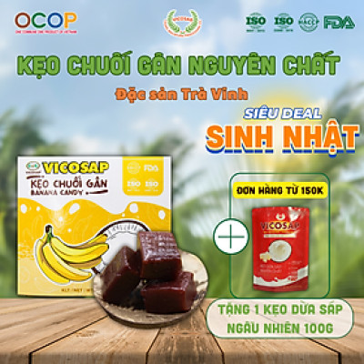 Kẹo chuối gân VICOSAP nguyên chất kẹo dẻo mềm ít đường đặc sản Trà Vinh