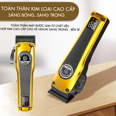 Tông đơ cắt tóc chuyên nghiệp Kemei KM-1825 lưỡi mạ carbon DLC, động cơ không chổi than công suất mạnh 8W hoạt động mạnh mẽ không nóng, không ồn - Hàng chính hãng