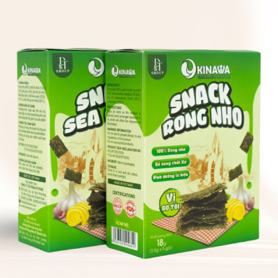 Snack rong nho dinh dưỡng Okinawa - Vị bơ tỏi - Hộp 18gr