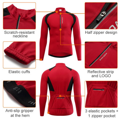 Áo khoác thể thao Wosawe Bo219 có dây kéo tay dài để đi xe đạp leo núi