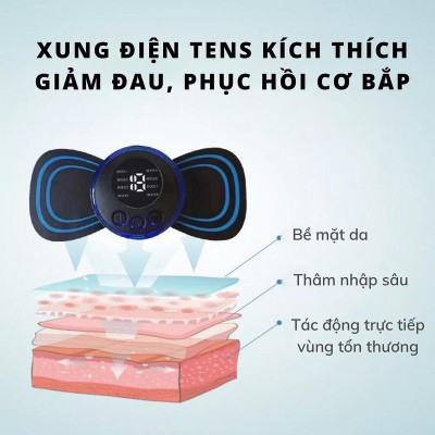 Miếng Massage Xung Điện Cổ Vai Gáy, Bắp Tay, Lưng Bằng Sung Điện đỡ đau Nhức Hiệu Qủa -Máy mat sa thân hình 10 Chế Độ