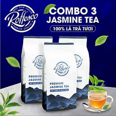 Combo 3 Trà Xanh Lài ROFFESCO PREMIUM JASMINE TEA Hương Vỏ Cam Nhẹ Nhàng Túi 400G