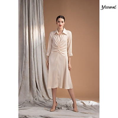 Đầm sơmi lụa tăm, nhún eo Maxivic M052307