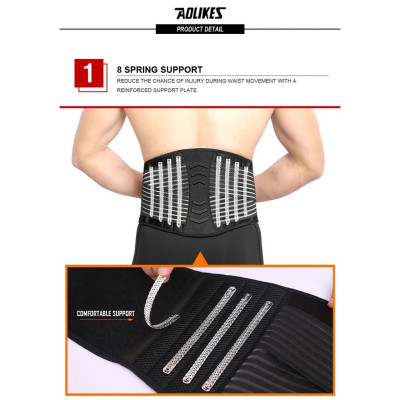 Đai lưng tập gym AOLIKES A-7998 có thanh thép đàn hồi nâng đỡ bảo vệ cột sống sport waist support  5.0  6 đánh giá