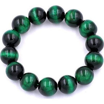 Vòng chuỗi đeo tay đá mắt hổ xanh lá 14 ly - Chuỗi hạt đeo tay đá phong thủy
