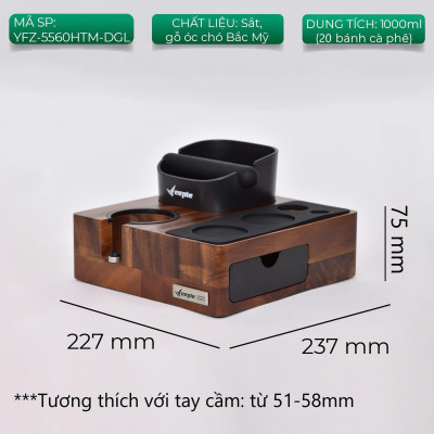 Feepie bàn đế nén cà phê tích hợp đập bã nổi đa năng gỗ óc chó Nam Mỹ