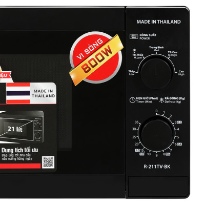 Lò vi sóng cơ không nướng Sharp R-211TV-BK 21 lít - Hàng chính hãng - Bảo hành 12 tháng