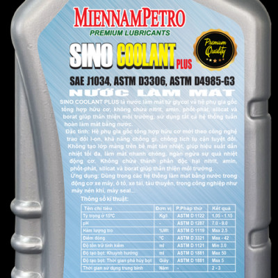 Nước Làm Mát MiennamPetro Sino Coolant Plus SAE J1034 1L Phù Hợp Xe Máy, Xe Ô Tô Và Thiết Bị Công Nghiệp