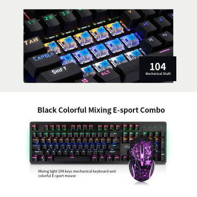 Bàn phím và chuột cơ AJAZZ Combo N-Key Rollover Red Switch đèn nền 2400DPI 104Keys