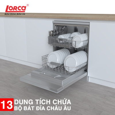 Máy Rửa Bát 13 Bộ LORCA LF 3E7DWS-05 Hàng Nhập Khẩu Nguyên Chiếc Thổ Nhĩ Kỳ Chính Hãng Cao Cấp