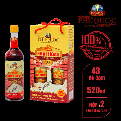 Hộp 2 Chai Nước mắm Khải Hoàn Phú Quốc 43 độ đạm 
