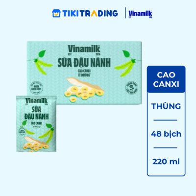 Thùng 48 bịch sữa đậu nành cao canxi Vinamilk 220ml